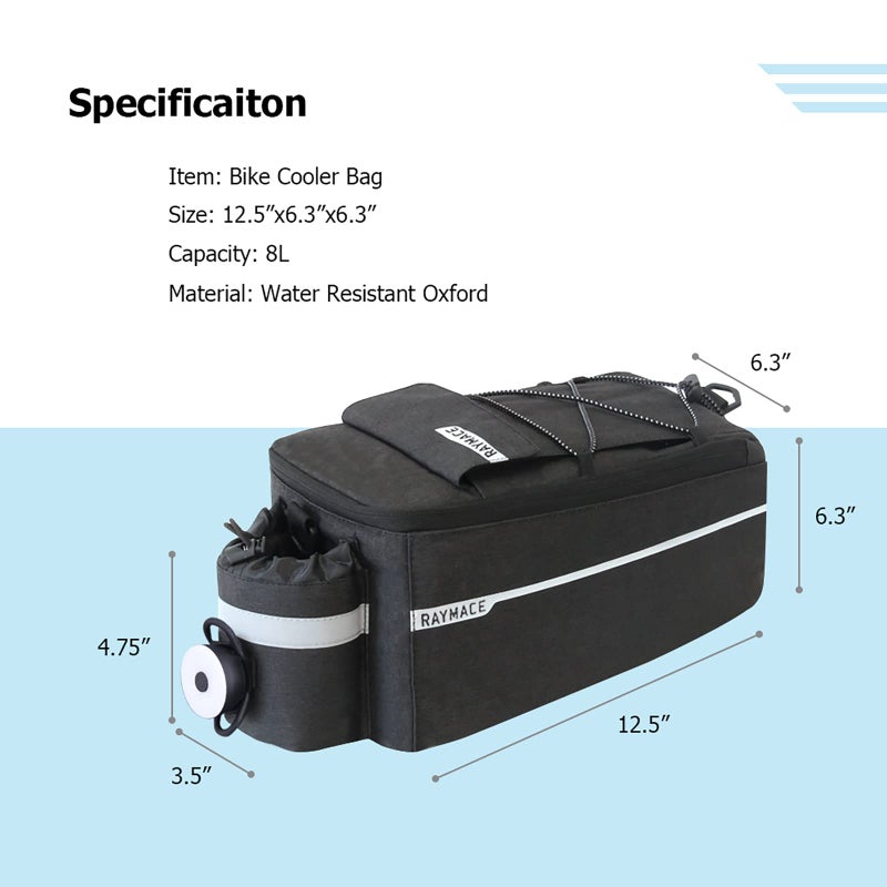 RAYMACE Bike Rear Rack Bag with Tail Light, Bike Truck Cooler Bag for Warm or Cold Items - Image 4